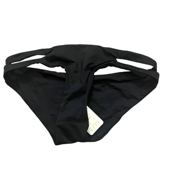 L*space Swim Estella Black Bikini Cheeky Bottoms Small  Dual Side Cutouts - Picture 6 of 7